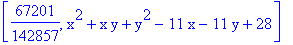 [67201/142857, x^2+x*y+y^2-11*x-11*y+28]